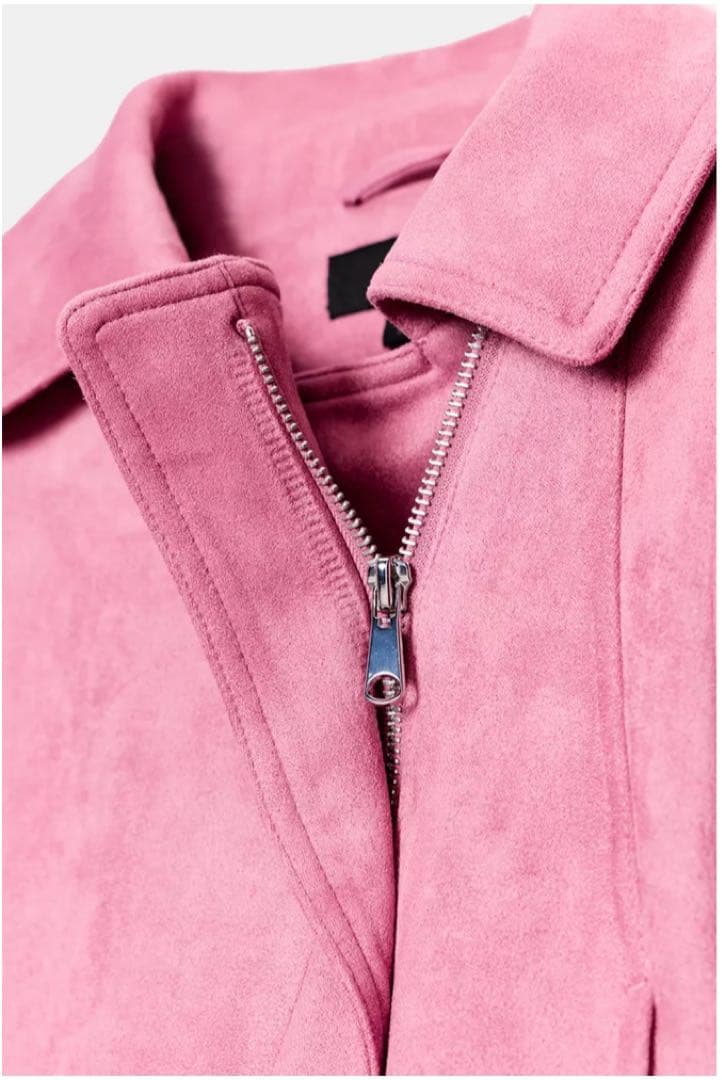 ZARA フェイクスエードベルトジャケット　ピンク Lサイズ
