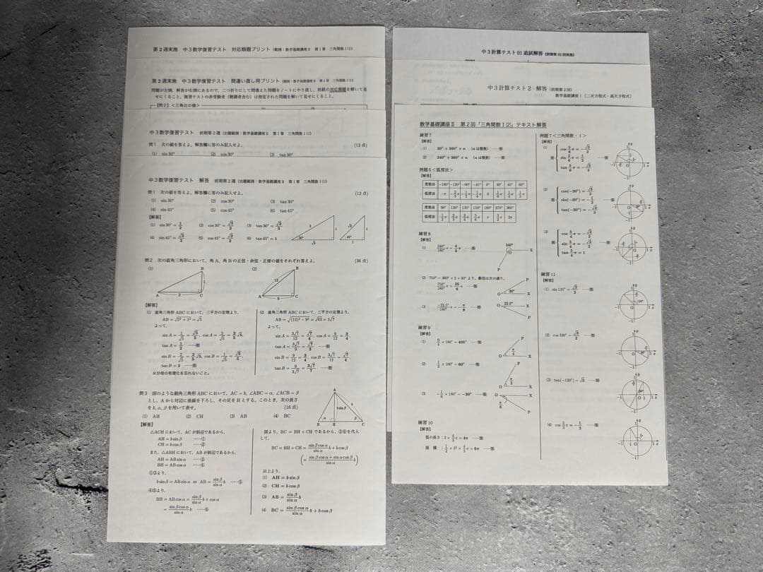 鉄緑会 中3 数学基礎講座 Ⅱ 第1部&第2部 テキスト/問題集/テスト等