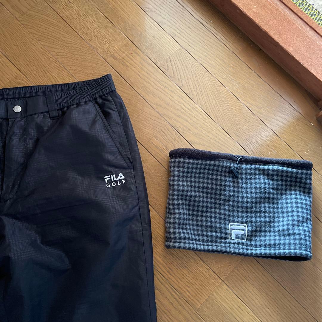 FILA GOLF ゴルフパンツ ブラック ネックウォーマー付き