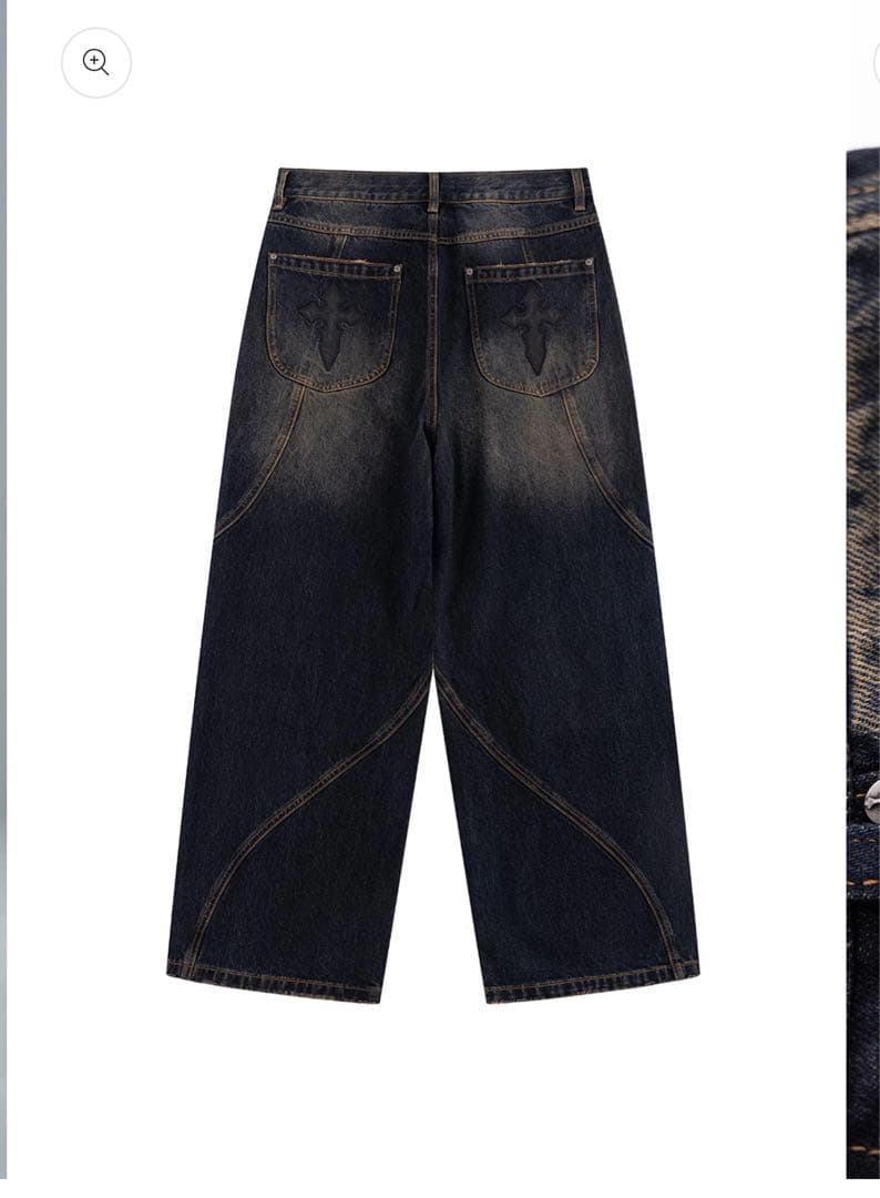 パンツ Switching Pierced Baggy Jeans