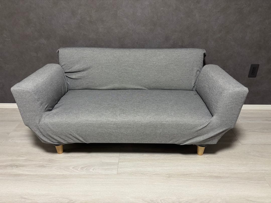 【美品】LOWYA ソファベッド 天然木脚ファブリック