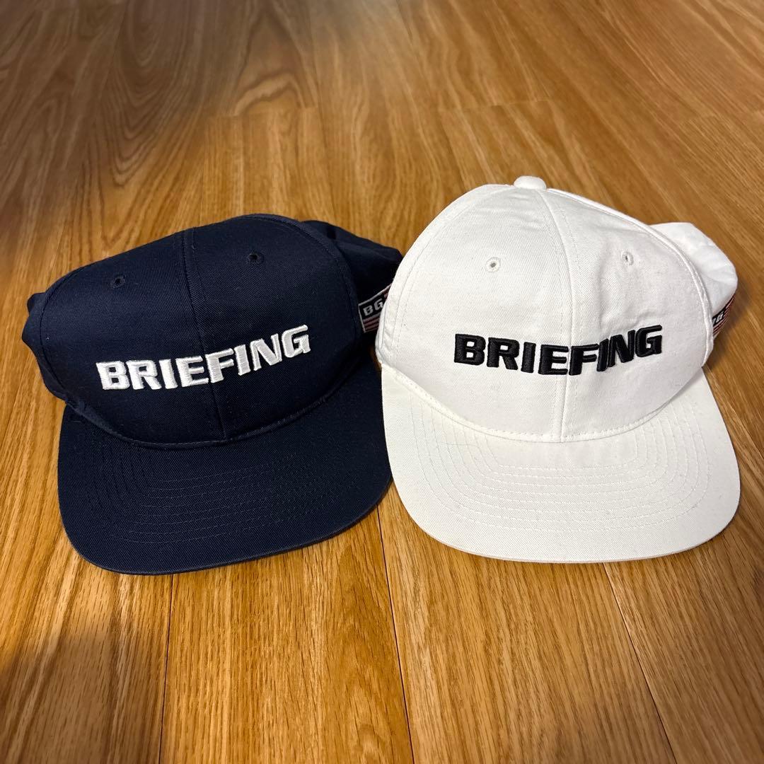 BRIEFING キャップ フラット ホワイト ネイビー BRG251M98