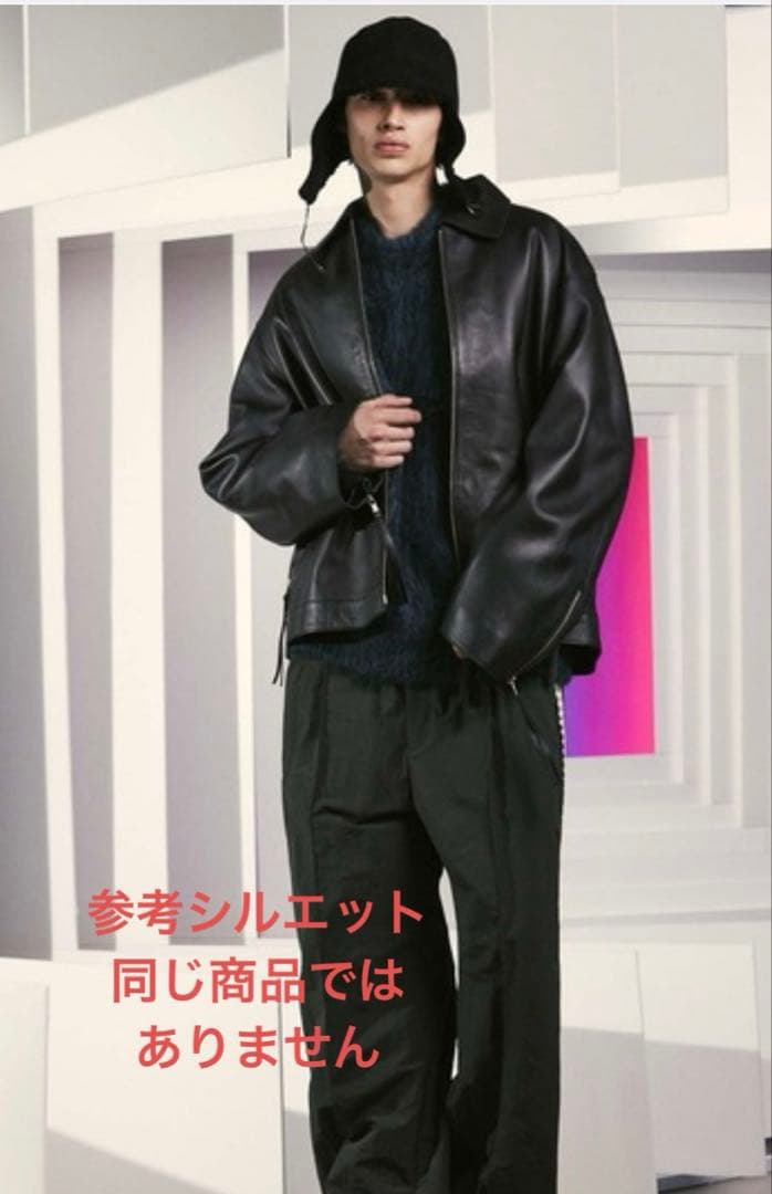 レザージャケット　シープスキン　ライダース　襟付き　ブラック　本革