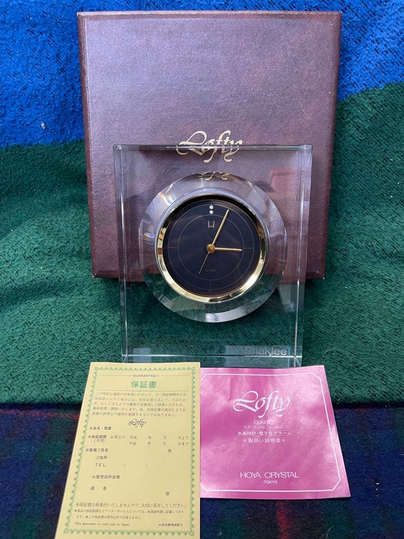 HOYA CRYSTAL Lofty 置時計 クリスタル時計 Shaklee