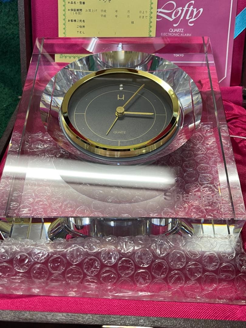 HOYA CRYSTAL Lofty 置時計 クリスタル時計 Shaklee