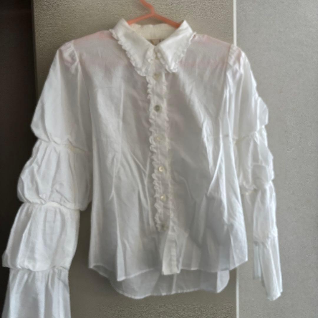 KIKI KIWANDA KIWANDA フリルシャツ 長袖 ホワイト 白色