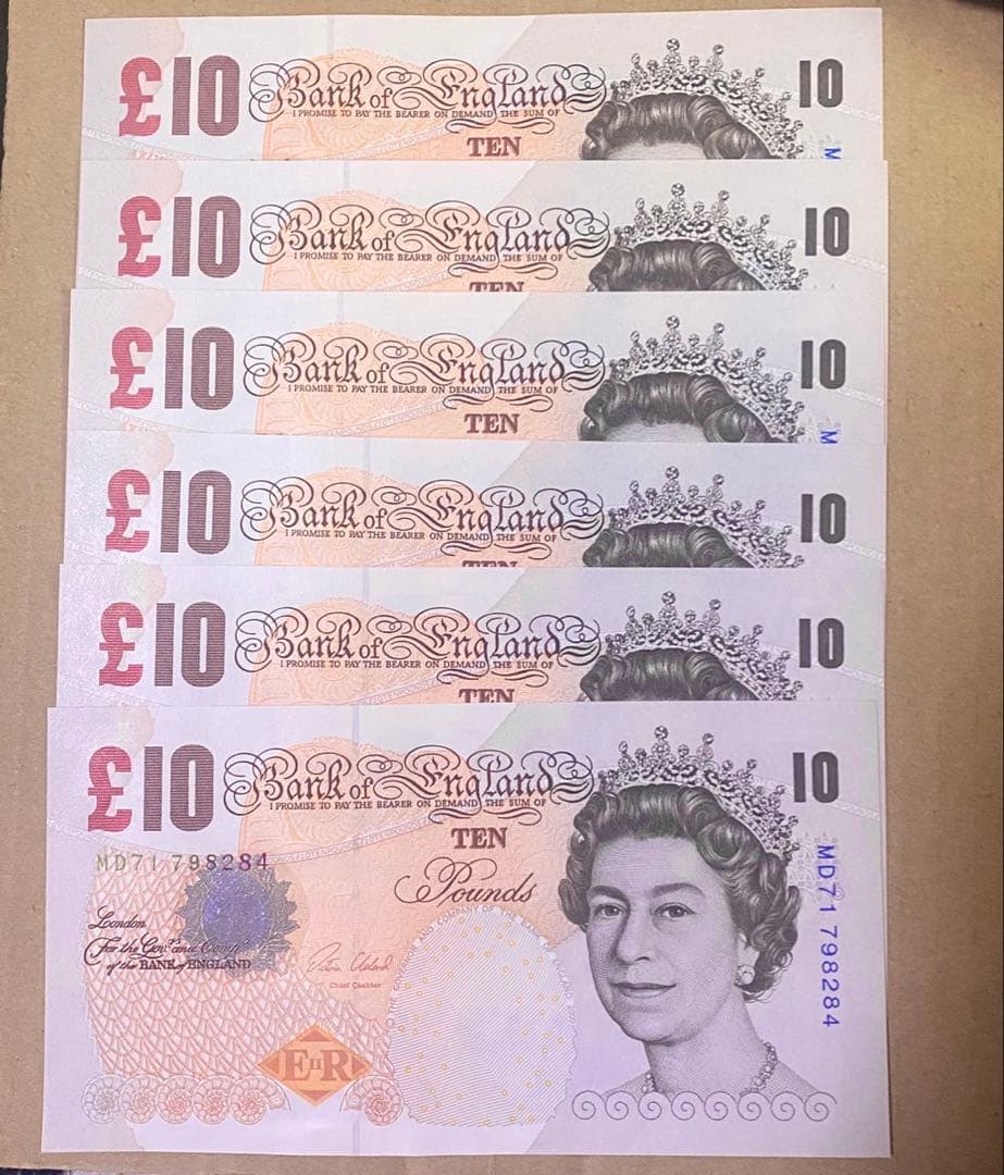 £10ポンド紙幣 6枚セット旧紙幣 イギリスポンド 60ポンド