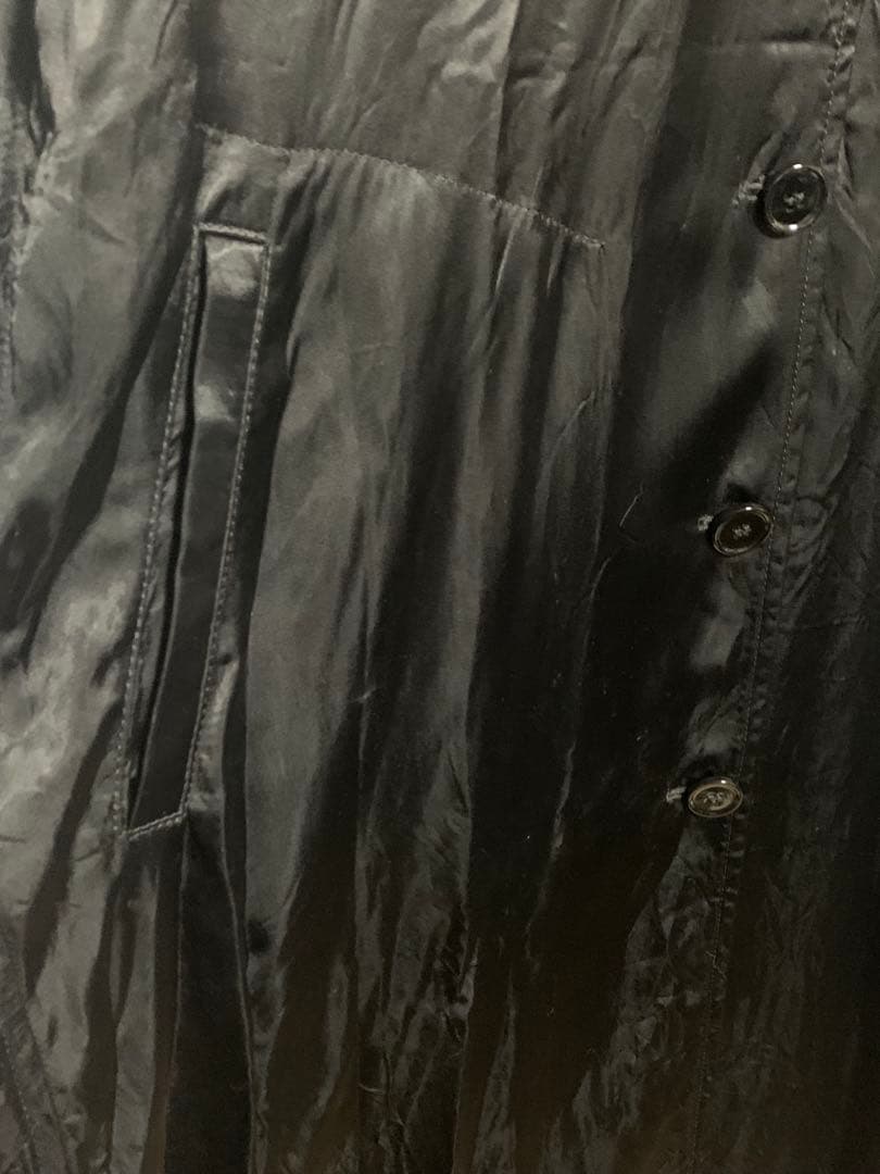 MM6ブラックロングサテンコート 黒 38 メンズでも◯