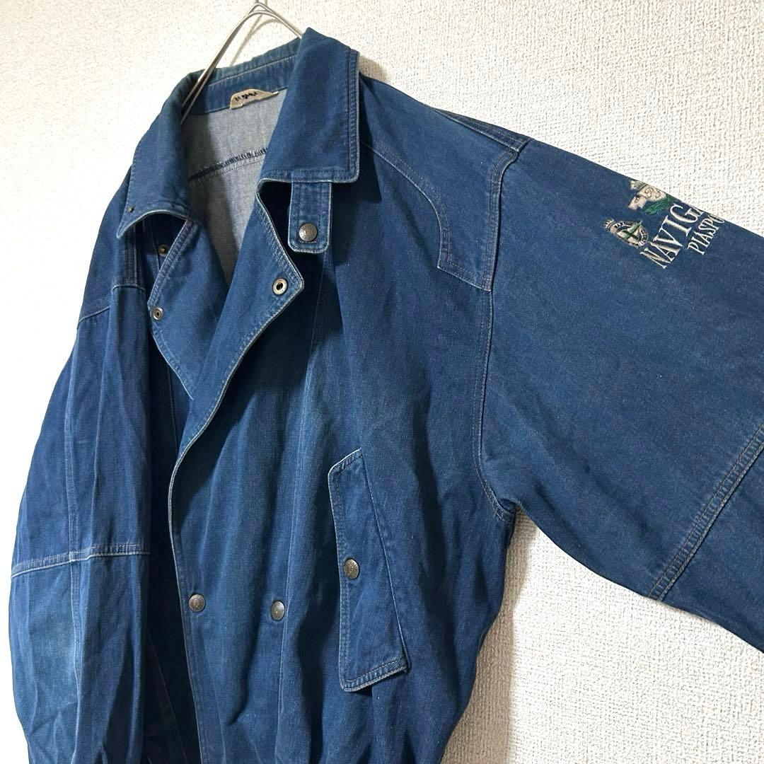 vintage デニムジャケット セットアップ 上下 インディゴ 刺繍 ジャージ
