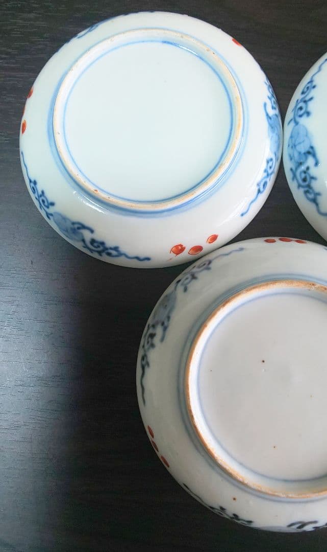 古伊万里 染付 金彩色絵 小皿 江戸後期 陶器皿和風模様 陶器皿5枚セット