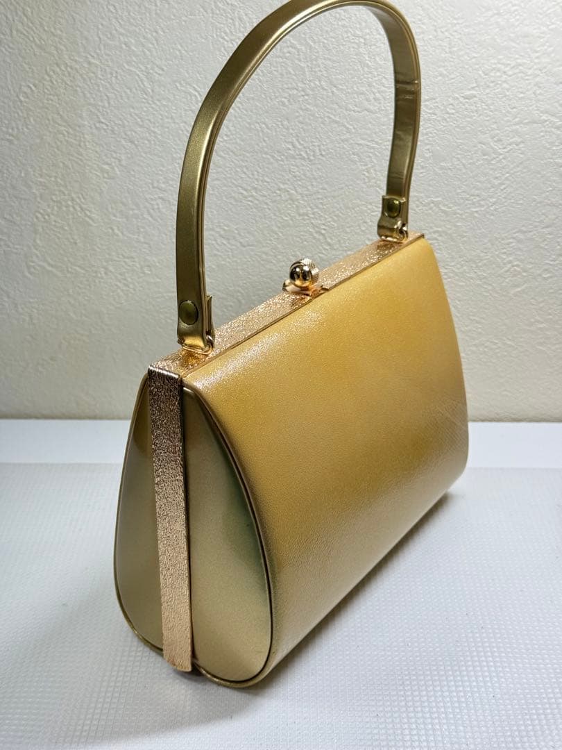 【極美品】和装草履バックセット　エナメル本革　24cmゴールド　結婚式　成人式