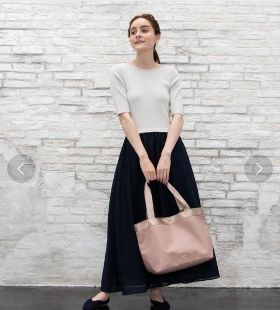 Chacott 美品 ボイルコンビニットワンピース/胸カップ入りインナー付き
