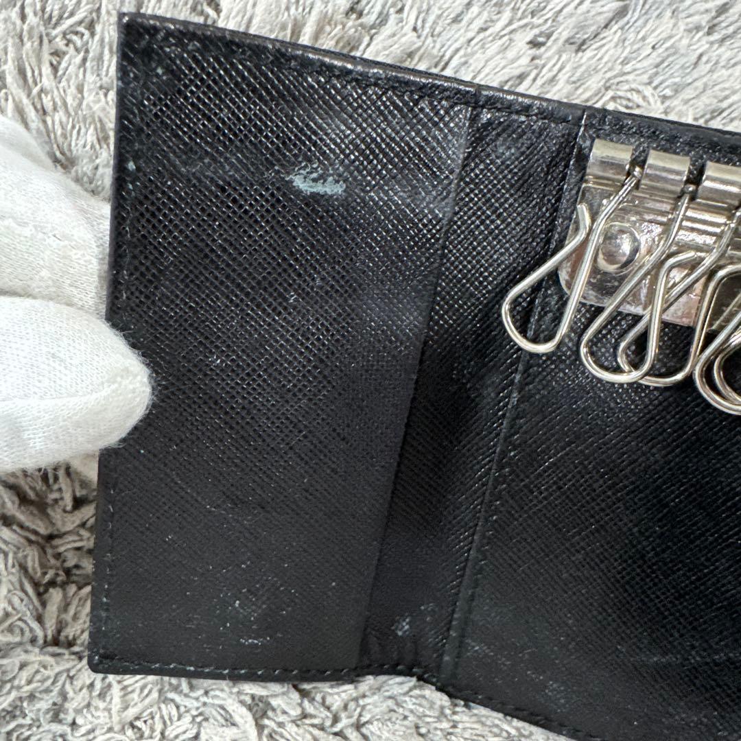 PRADA プラダ 三角プレートロゴ ナイロン サフィアーノレザー キーケース