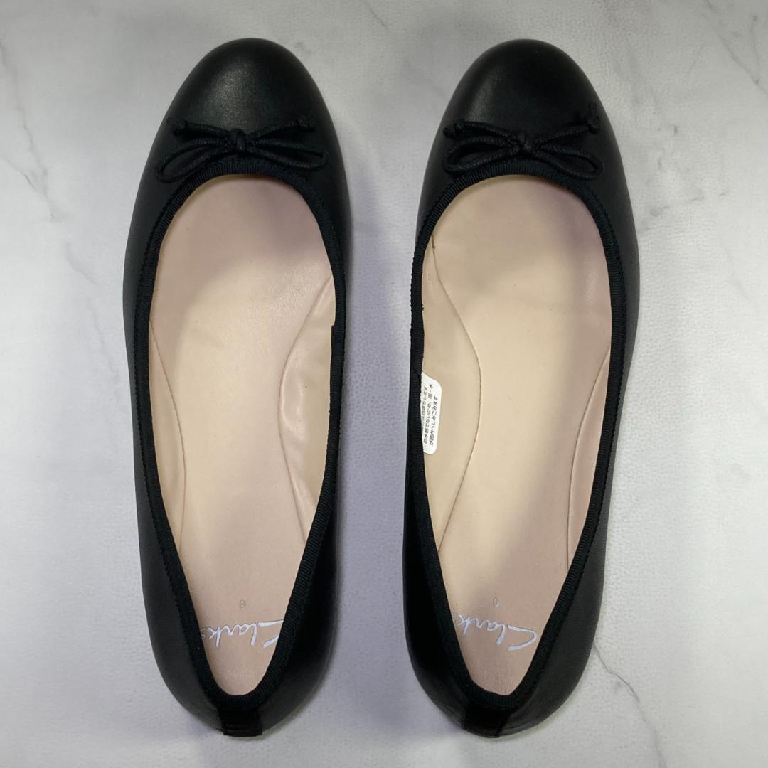 【美品】Clarks カルーゼルライド バレエシューズ 25㎝ ブラックレザー