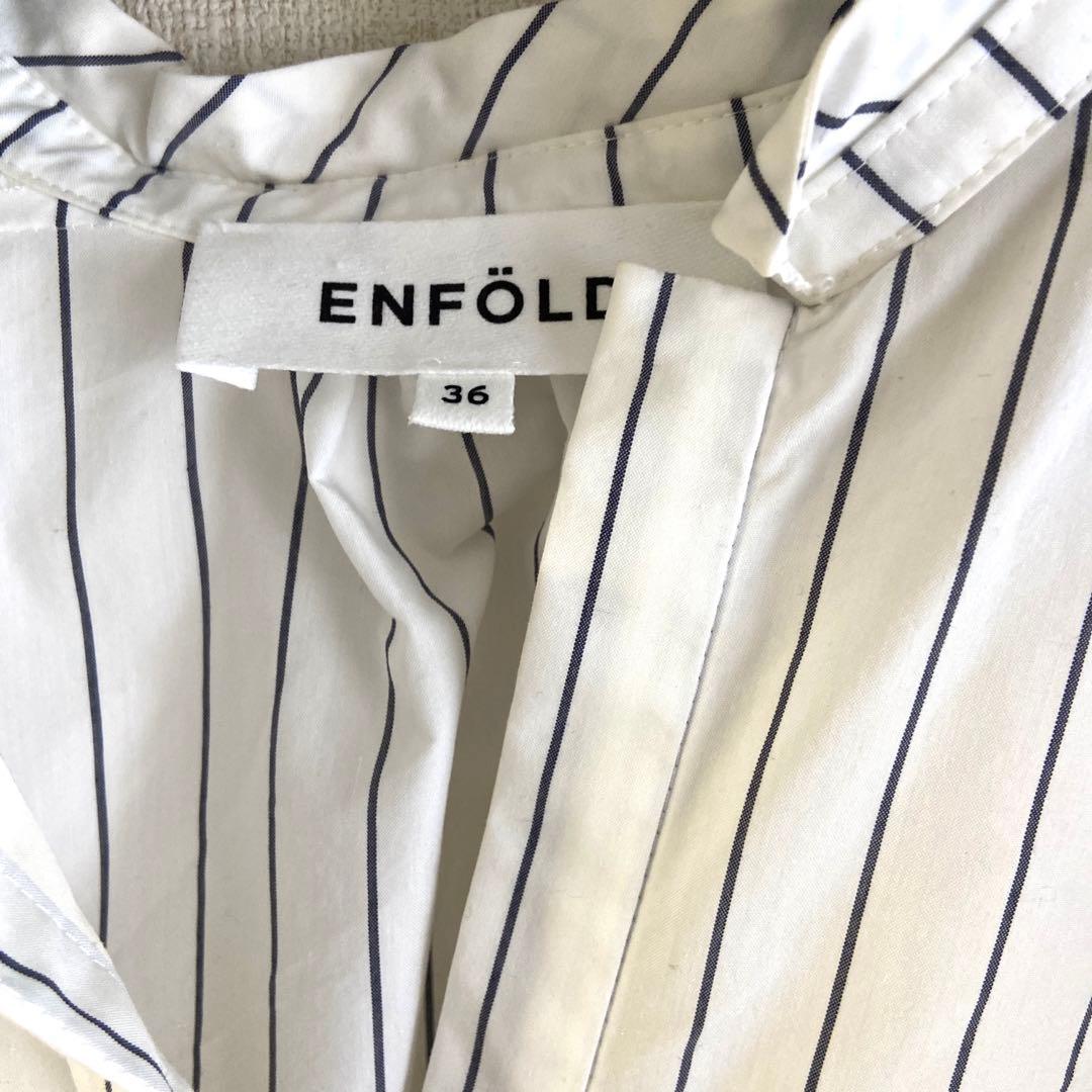 ENFOLD / エンフォルド バルーン袖ストライプチュニックシャツ