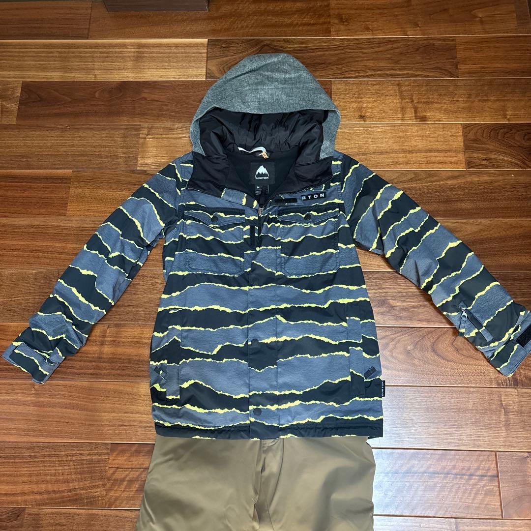 ★中古★BURTON スノーボードウェア M グレー/イエロー上下セット