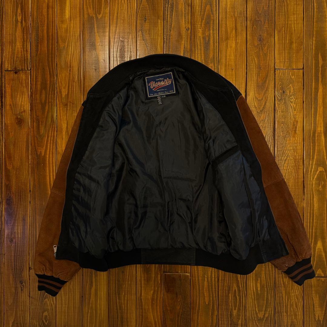 【VINTAGE VARSITY】 レザースウェード切替ブルゾン Lサイズ