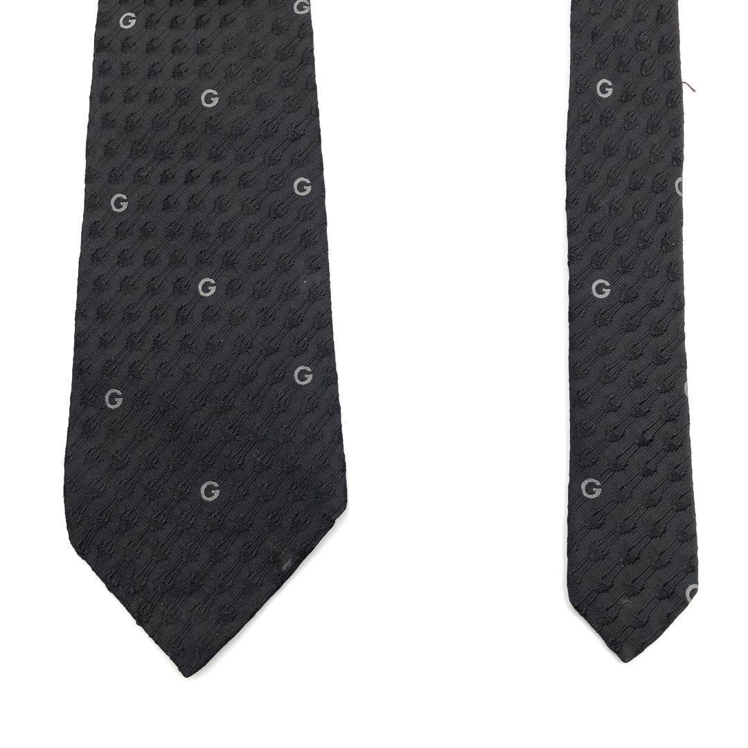 【美品】GUCCI ネクタイ G柄 ホースビット リブ調模様 ブラック