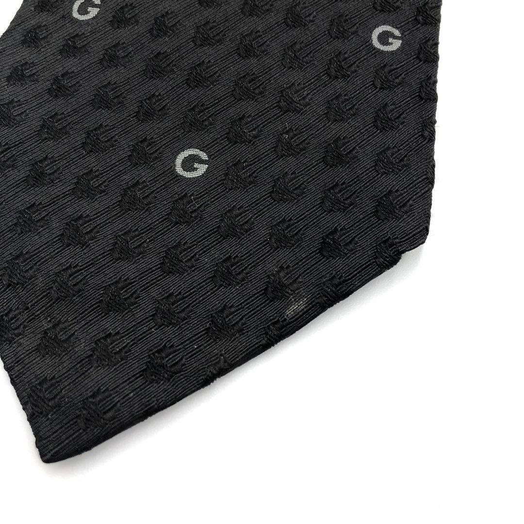【美品】GUCCI ネクタイ G柄 ホースビット リブ調模様 ブラック
