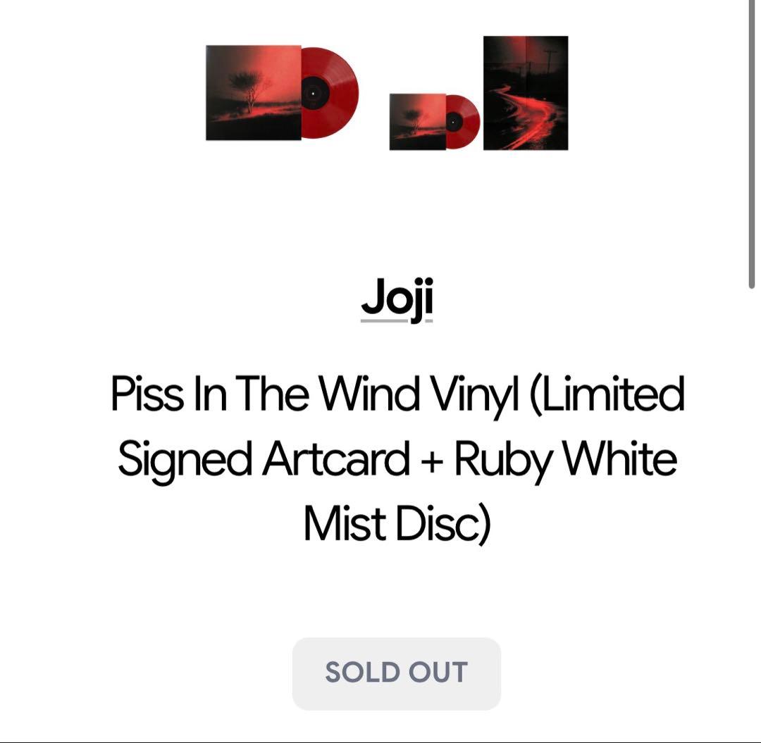 Joji サインカード付 レア限定レコードPiss In The Wind