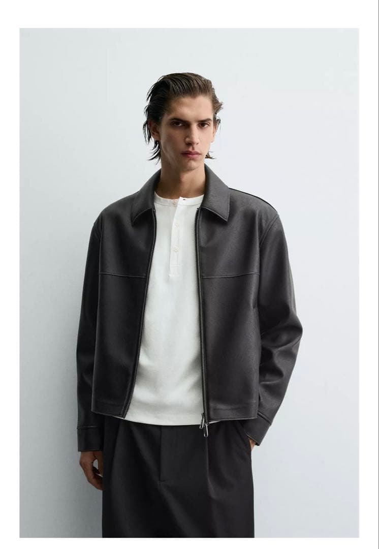 新品　送料無料　ZARA ザラ　フェイクレザージャケット　ブラック　S