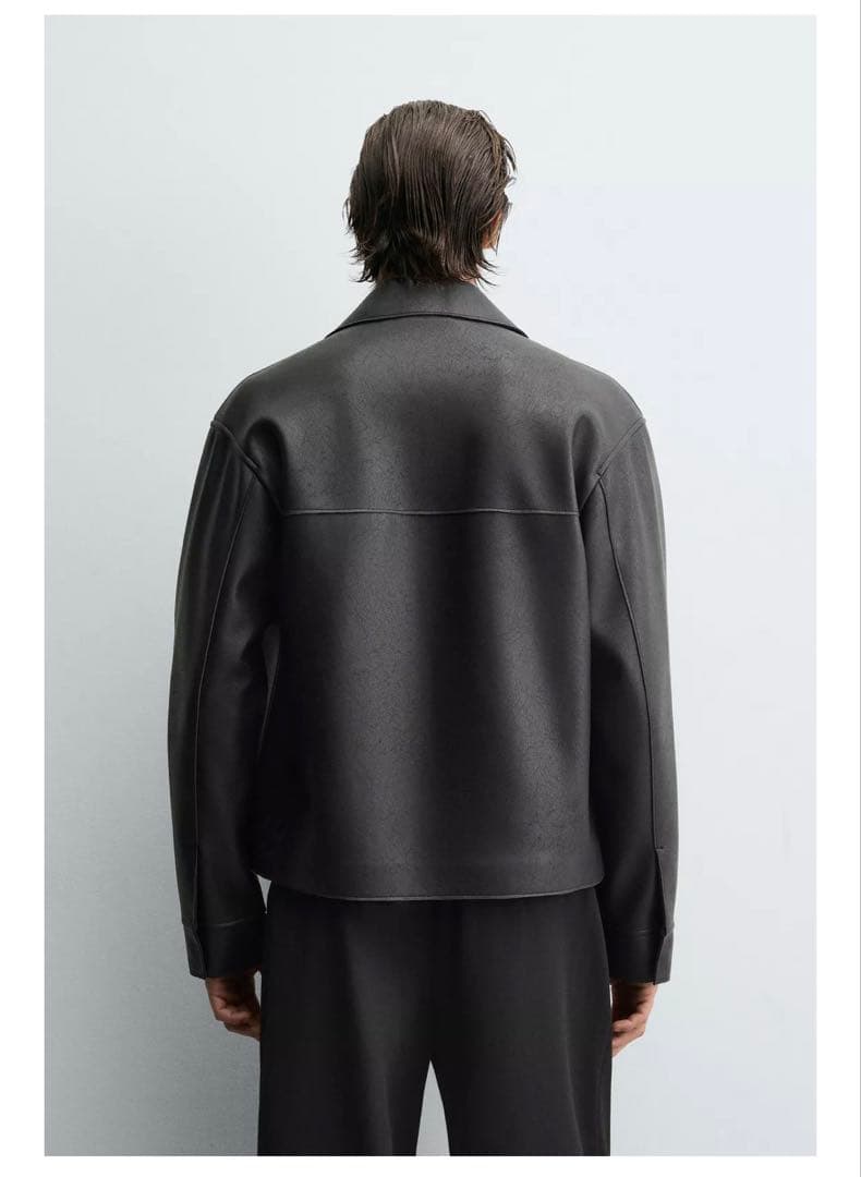 新品　送料無料　ZARA ザラ　フェイクレザージャケット　ブラック　S