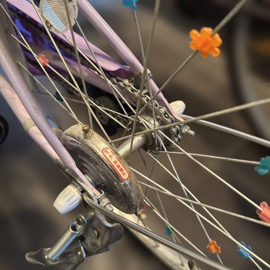 子供用自転車 紫色 前バスケット付き
