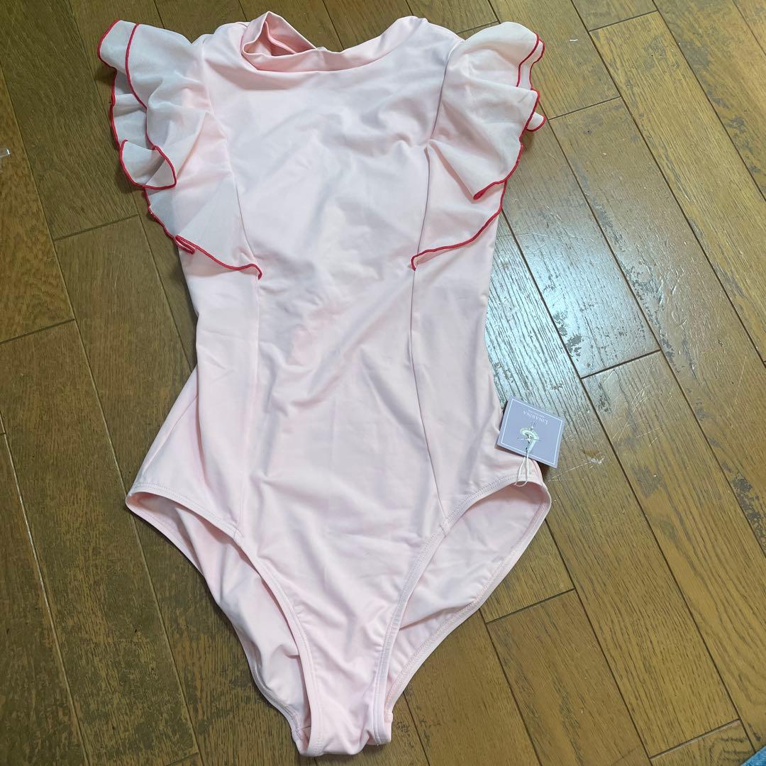 LINARINA フリル付きピンクレオタード