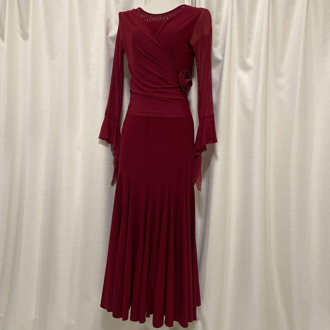 白*梅様 【レイリーナ】イチオク 社交ダンスドレス ML 伸縮性 カラオケ衣装