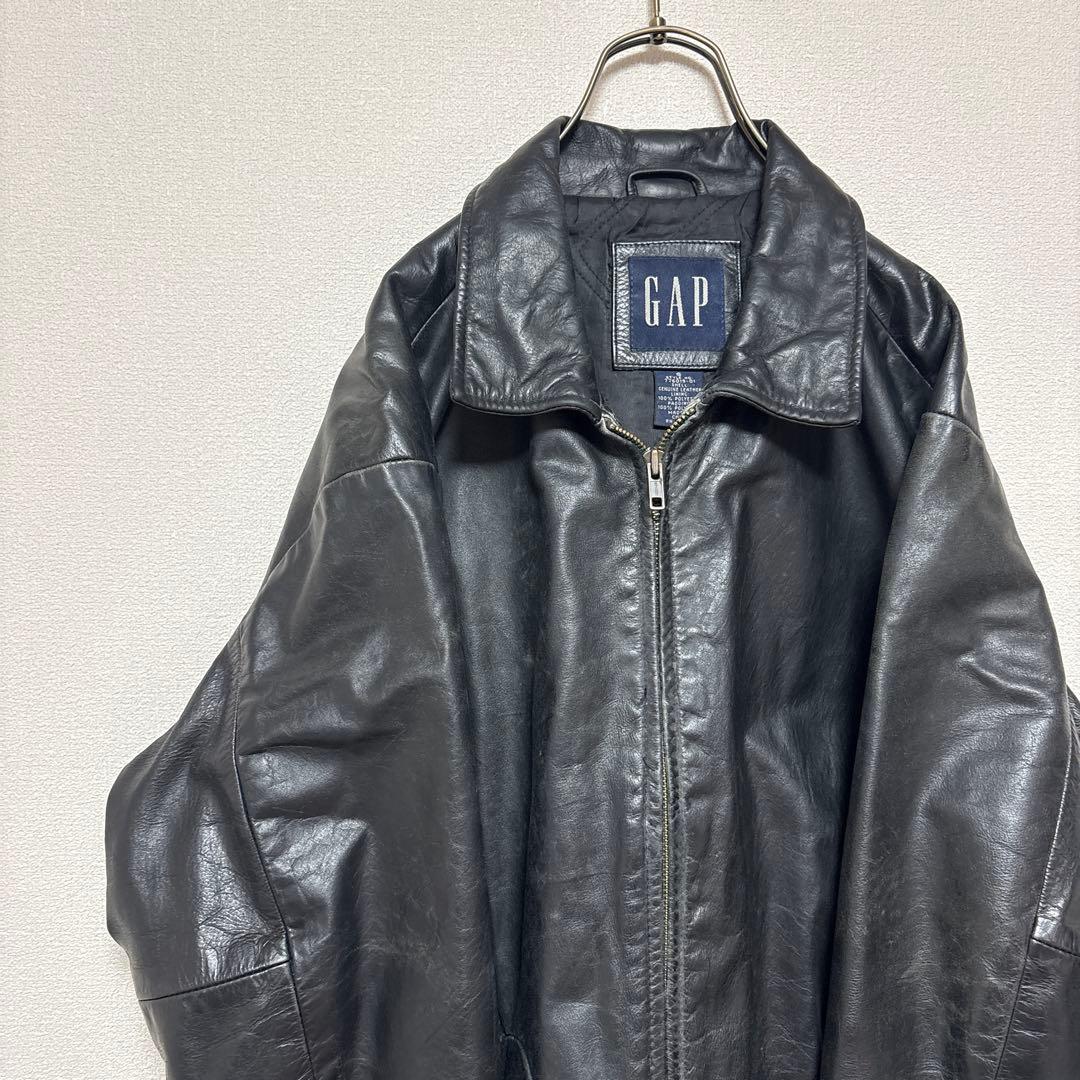 GAP ブラックレザー ジャケット 黒 古着