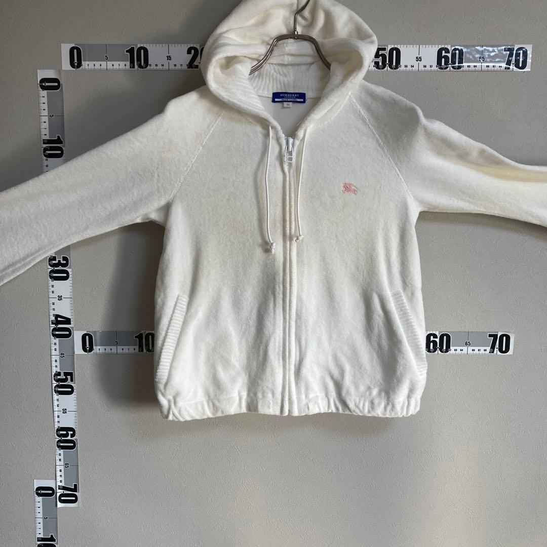 ベロア 白 BURBERRY バーバリー ブルーレーベル パーカー 38ホワイト