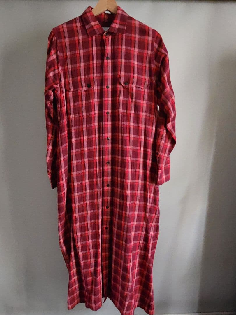 【新品】TICCA チェック ロングシャツワンピース　赤