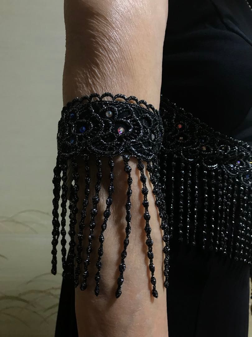 デモ様ラテンドレス　ホルターネック　フリンジ　キラキラ　黒