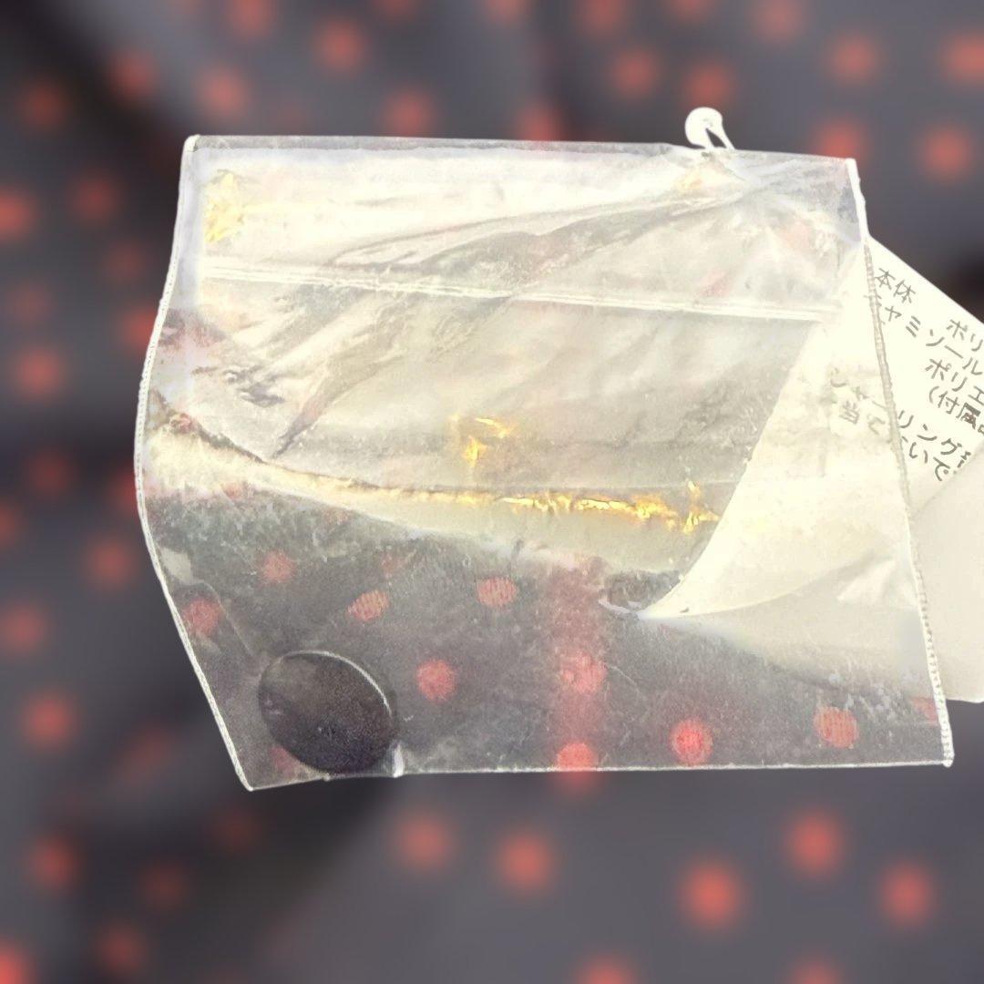 美品　アナイ　サテンドットプリントタイ　ワンピース　濃紺　赤　38