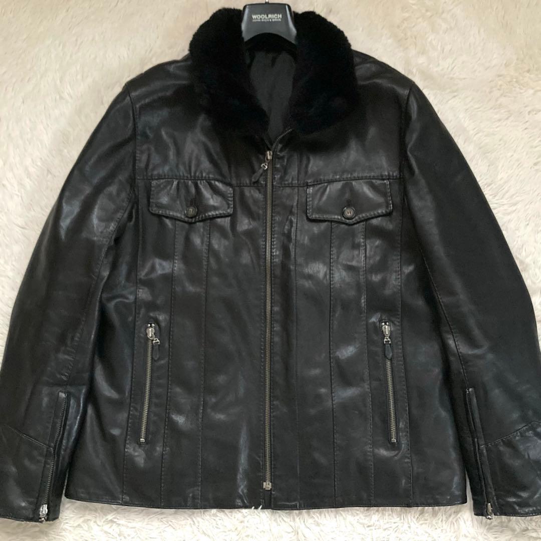 ✨山羊革✨MALE&CO. レザージャケット y2k ボア付 ブラック XL