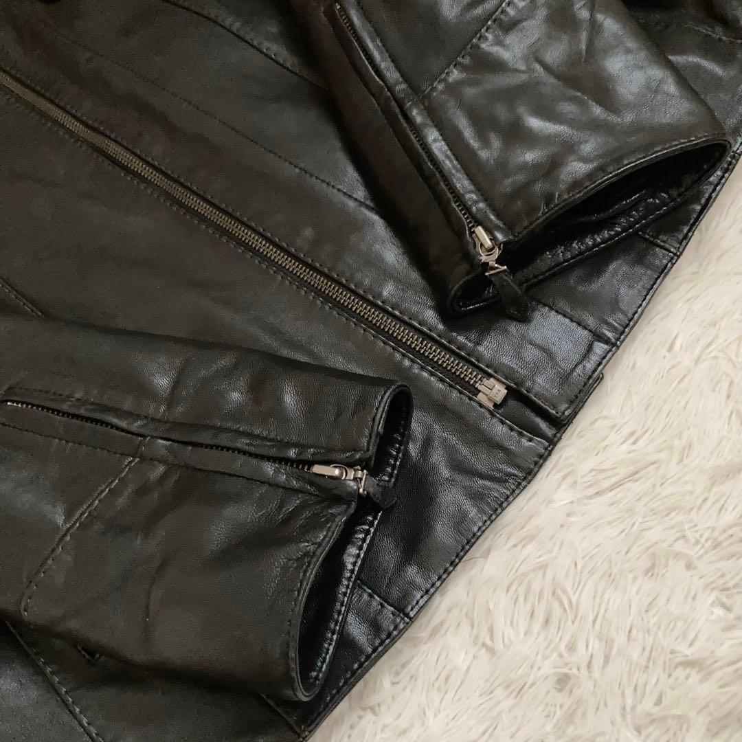 ✨山羊革✨MALE&CO. レザージャケット y2k ボア付 ブラック XL