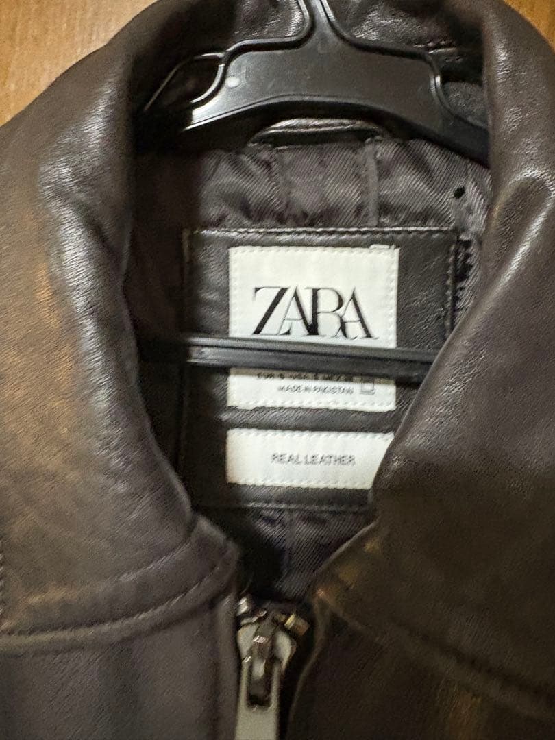 ZARA ダークブラウン レザージャケット
