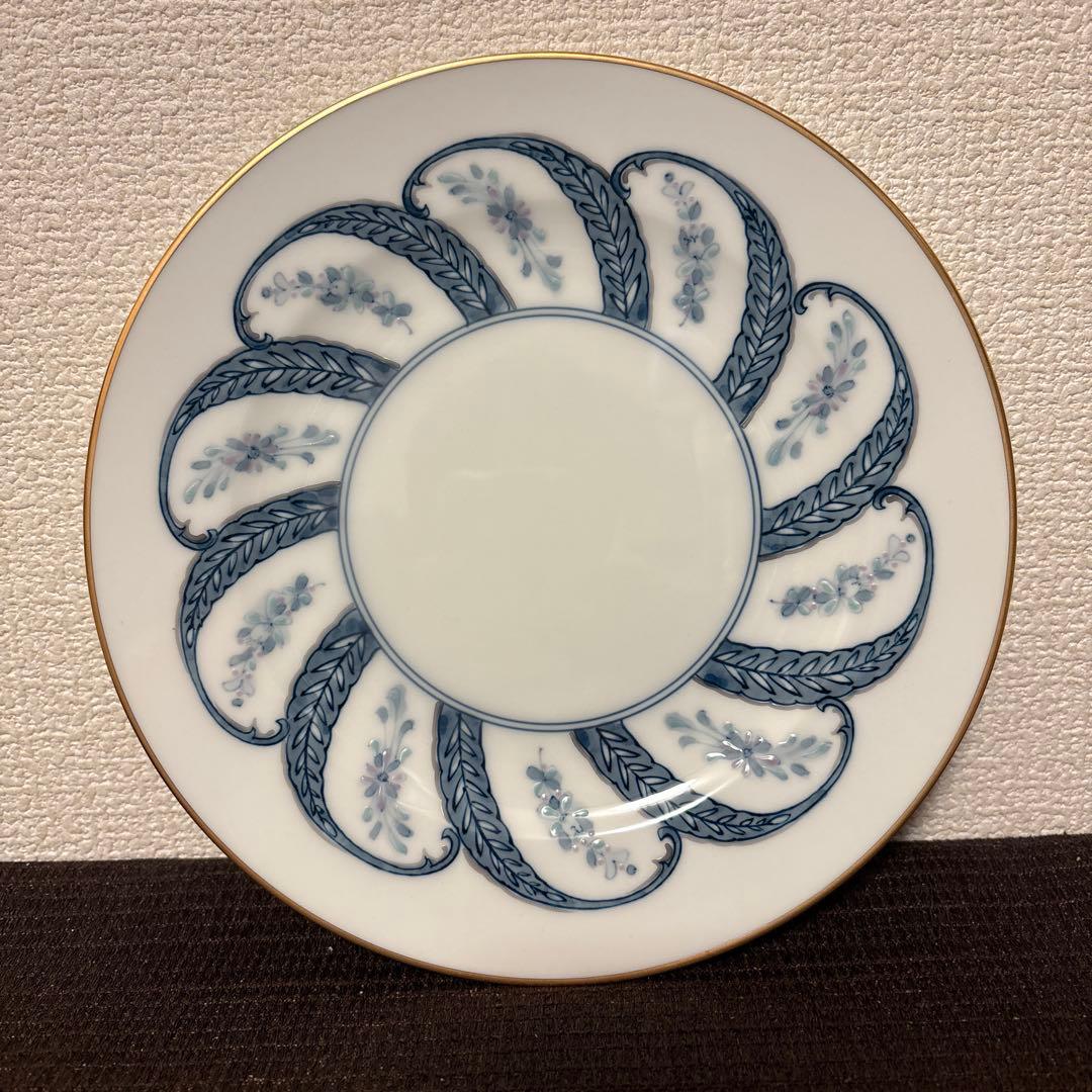 大倉陶園　呉須更紗　デザートプレート　20cm 金彩　手描き