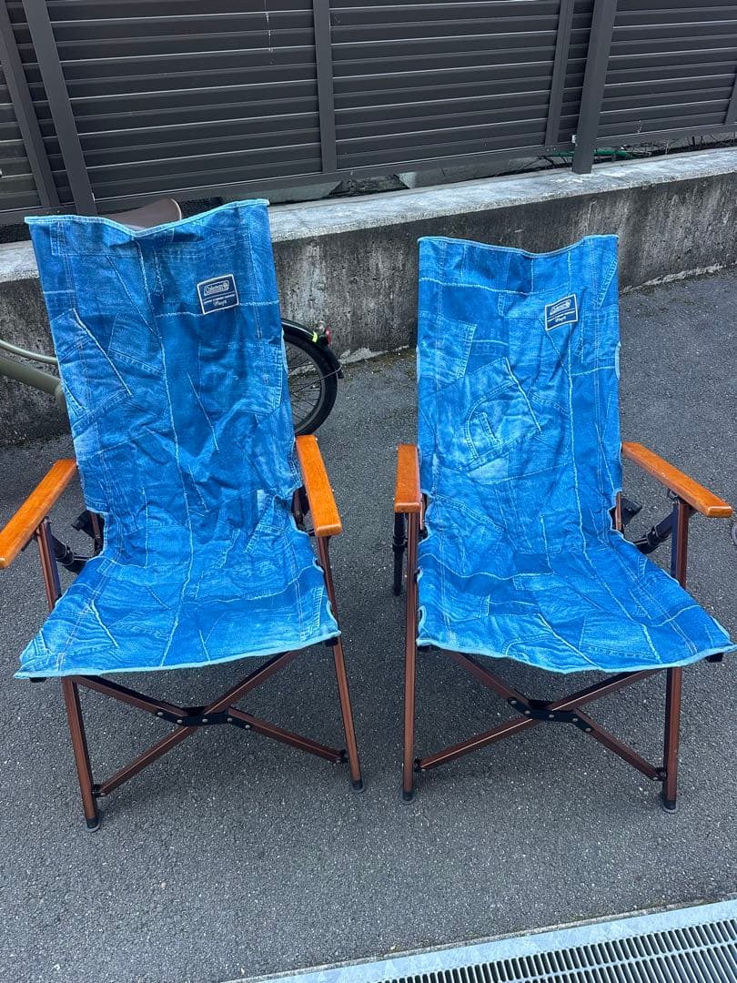 コールマンコラボデニム生地 アウトドアチェア 2脚セット　ラスト