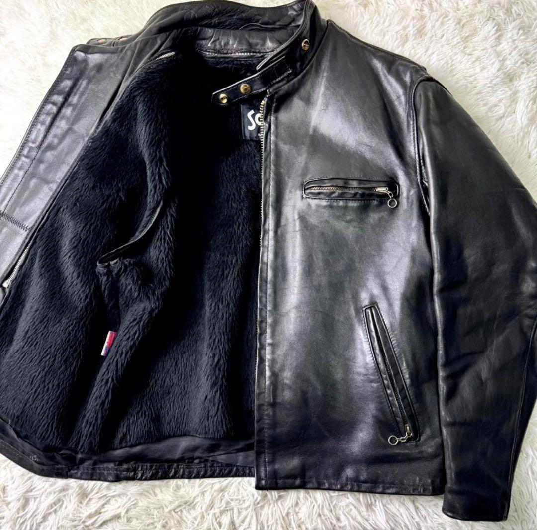 希少モデル✨schott ライダースジャケット　シングル　641G 黒　42