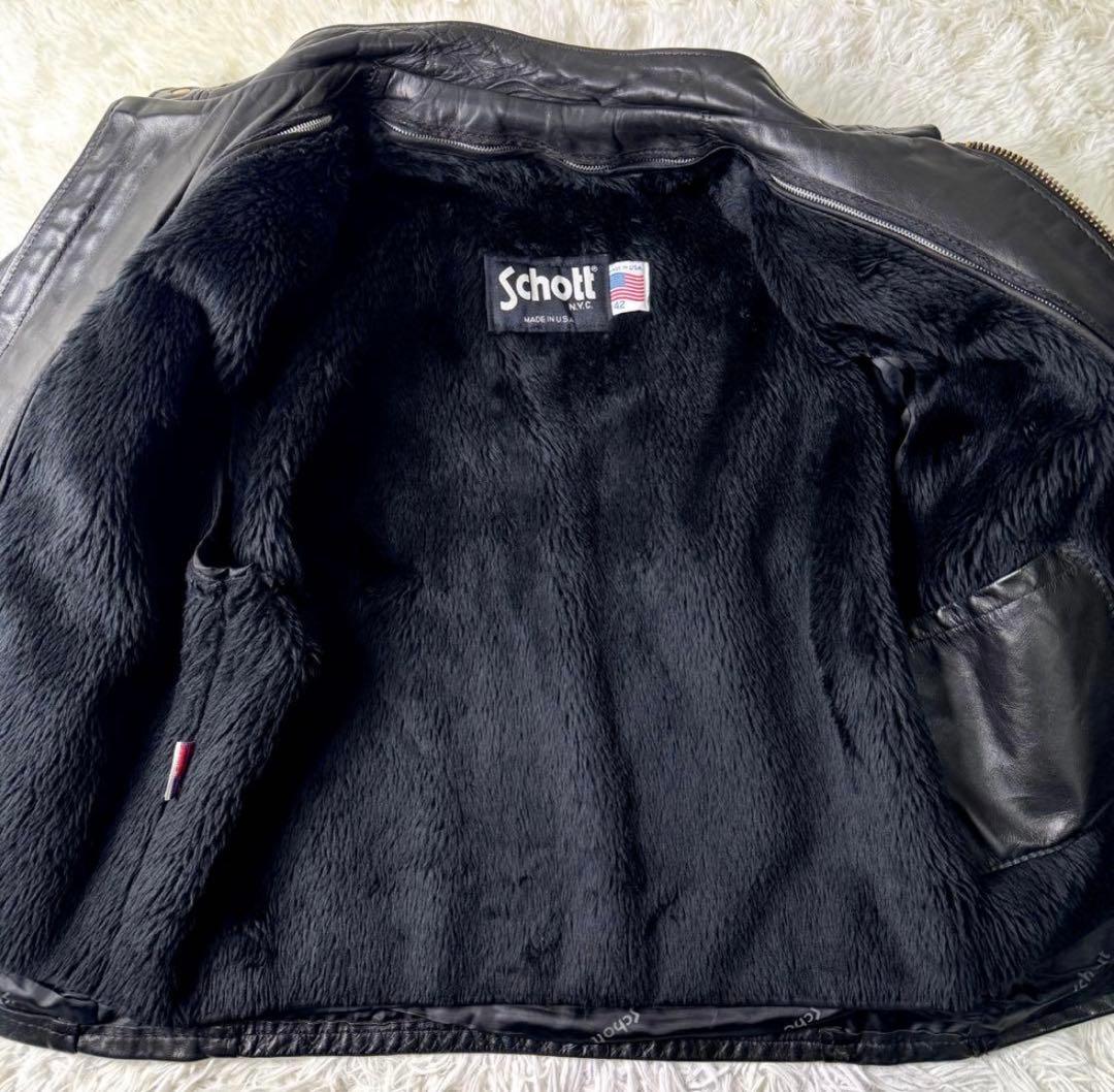 希少モデル✨schott ライダースジャケット　シングル　641G 黒　42