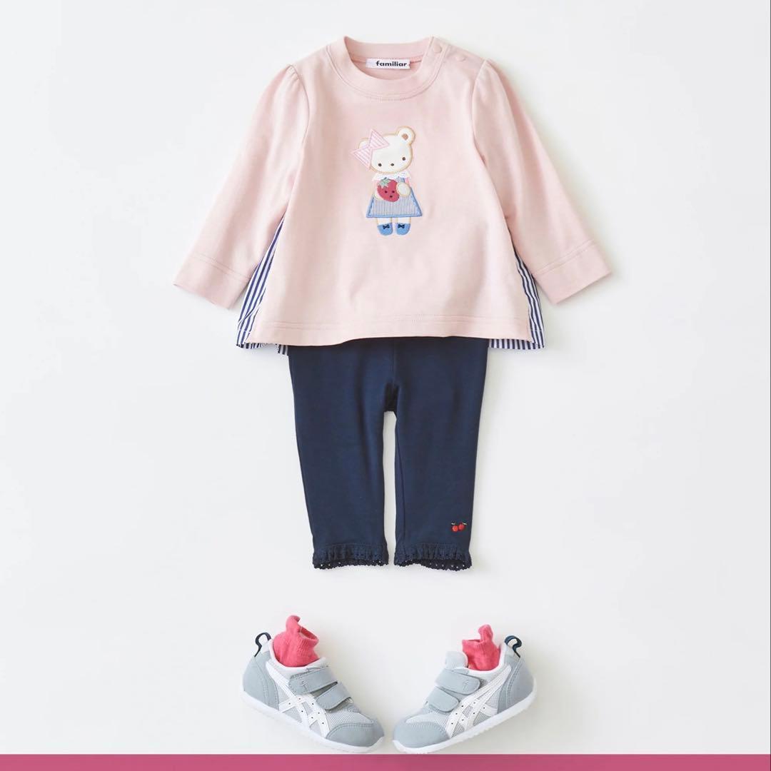 ナ*ん様 美品 familiar 長袖 Tシャツ 90 ピンク いちご ファミリ