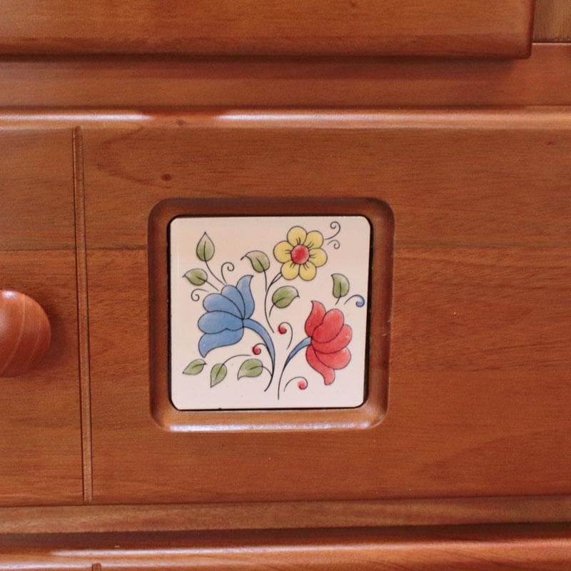 おしゃれ収納 木製チェスト 花柄タイル チェスト タンス 602-1053