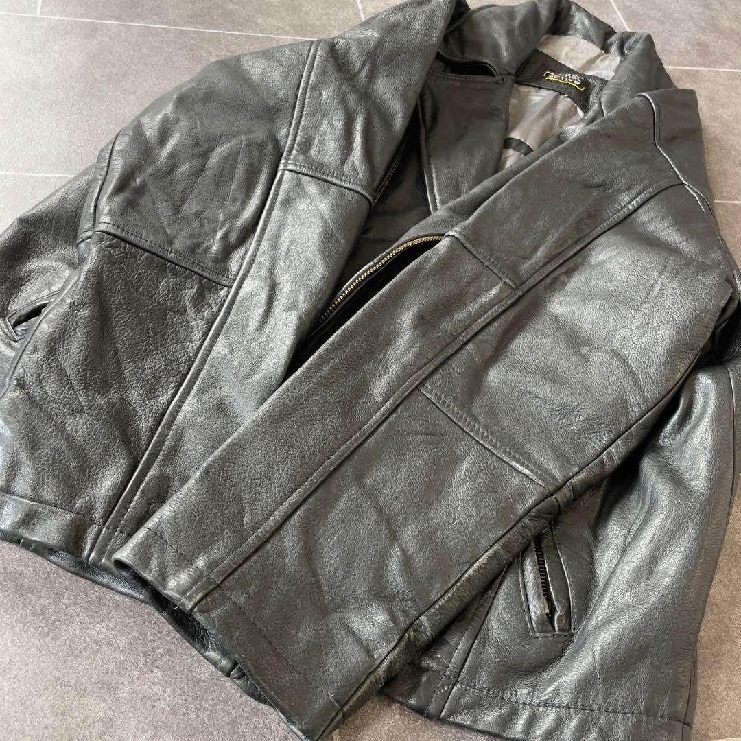 OLD 古着 本革 レザー ダブルライダースジャケット ブラック 黒 50