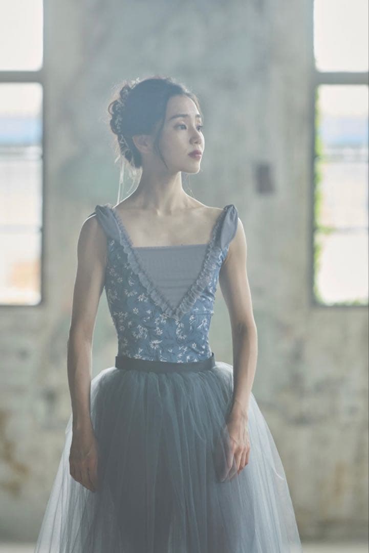 stina レオタード M タイプJ ノースリーブ グレー 小花柄 大人バレエ