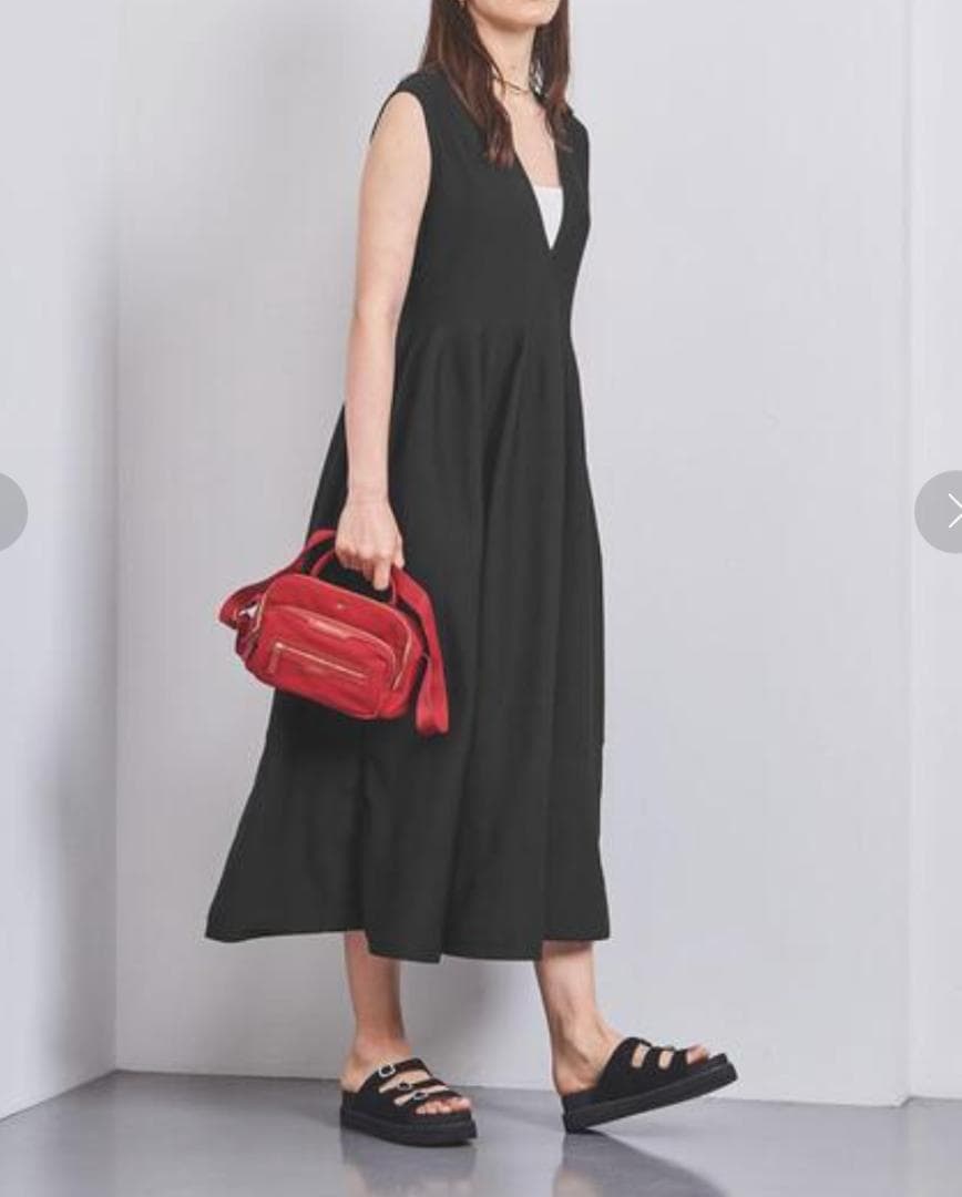 UNITED ARROWS Vネック ロング ニットワンピース フレア 36