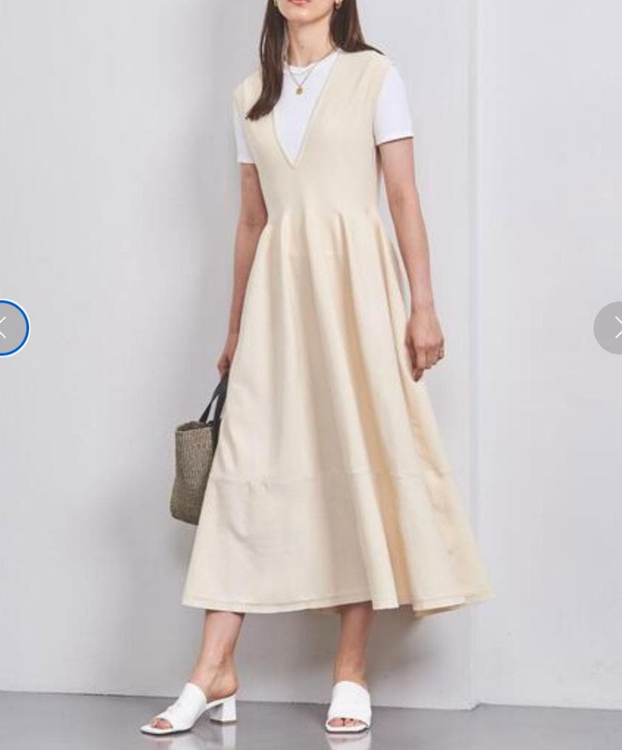 UNITED ARROWS Vネック ロング ニットワンピース フレア 36