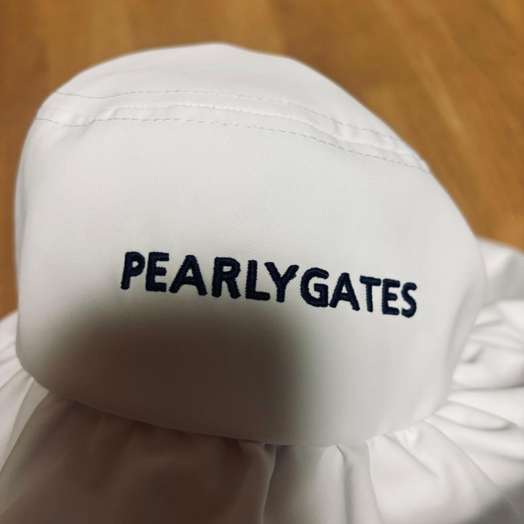 PEARLY GATES フレアバケットハット　フリルリボン　ツバ裏ロゴ総柄