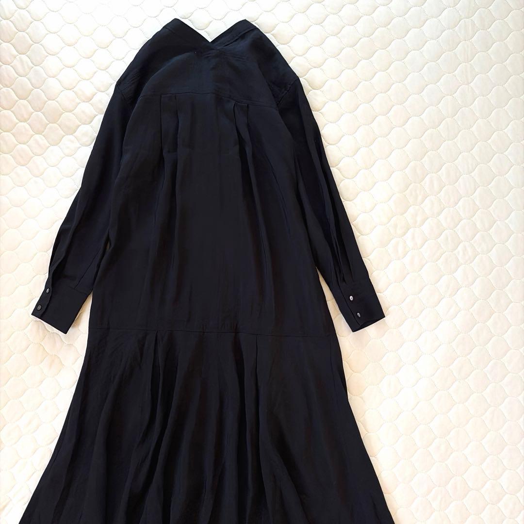 【24SS美品】BEARDSLEY✴︎カラーレスシャツワンピース　ブラックFREE